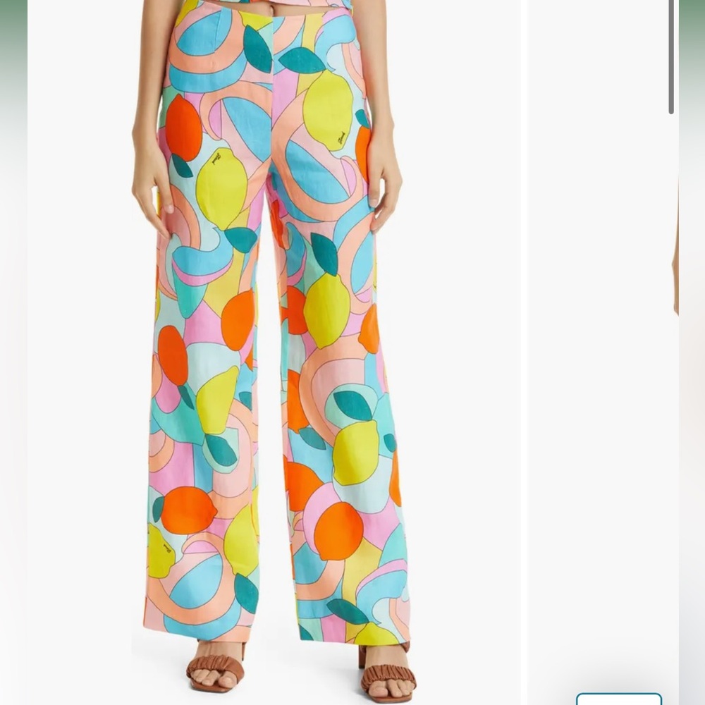 STAUD Multicolor Wide-Leg Citrus Print Pants